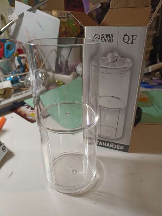 Фотография покупателя товара Органайзер для ватных палочек и дисков, с крышкой, 2 секции, 6.7×19 см, прозрачный - Фото 15