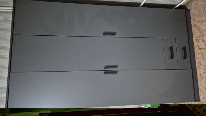 Фотография покупателя товара Шкаф прямой трёхстворчатый «Трио», 2 ящика, с зеркалом, 1200×482×2200 мм, цвет графит - Фото 2