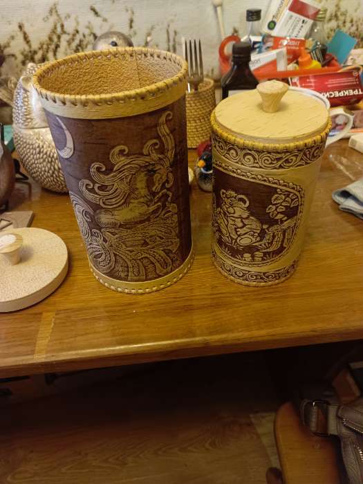 Фотография покупателя товара Туес большой «Конек-Горбунок», банка для хранения, береста - Фото 2