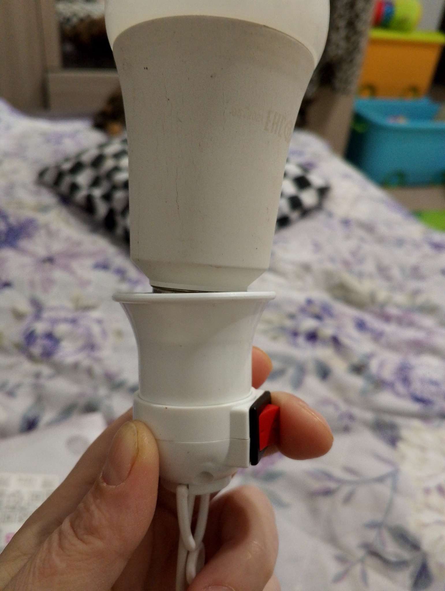 Фотография покупателя товара Светильник с выключателем под лампу, Е27, провод 3 м, белый - Фото 1