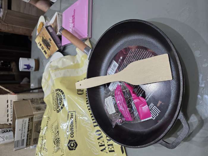 Фотография покупателя товара Сковорода Wild Kitchen, d=20 см, лопатка и губка в комплекте, чугун - Фото 4