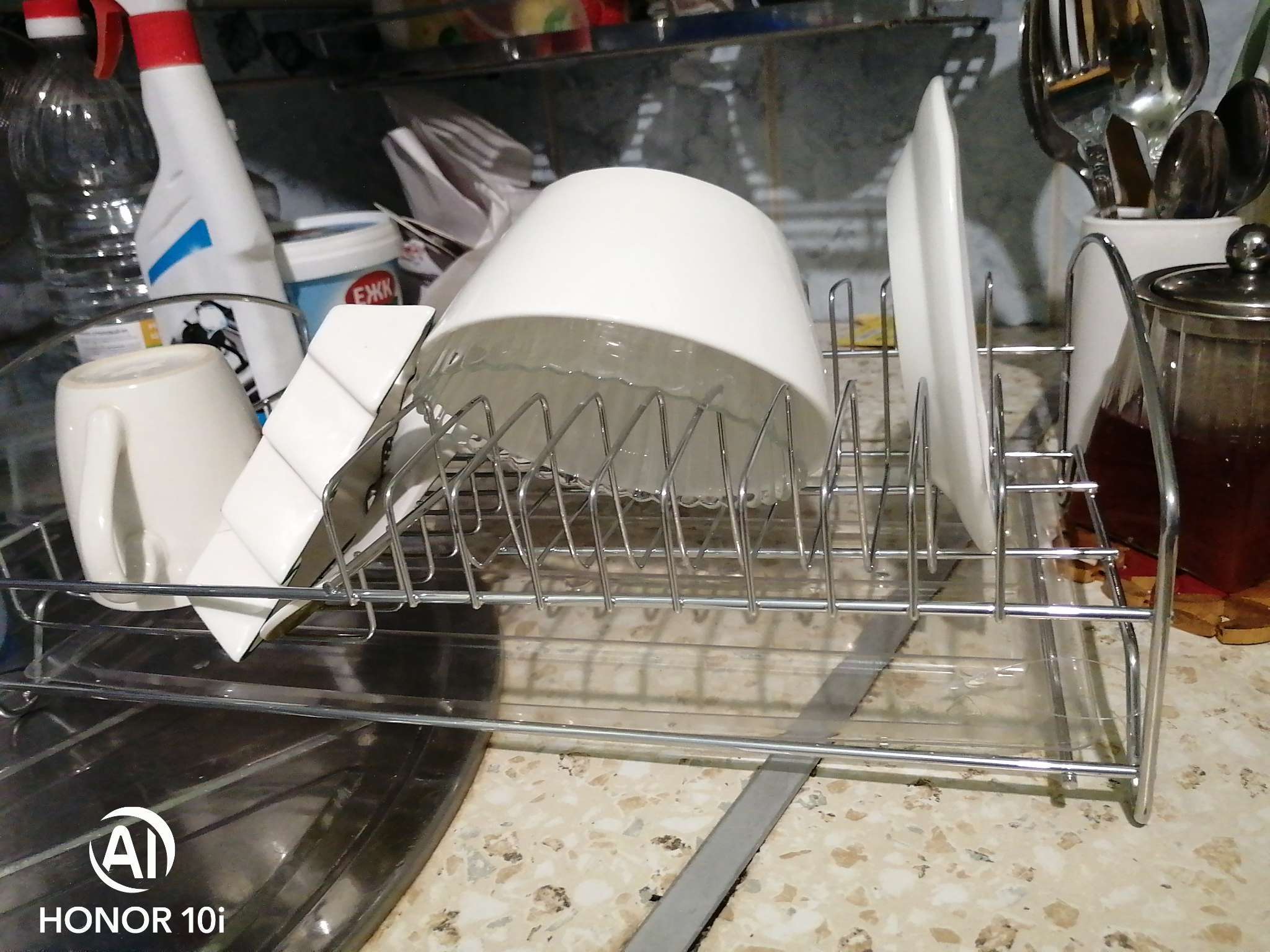 Фотография покупателя товара Сушилка для тарелок и кружек с поддоном, 39×25×12 см, белая - Фото 1