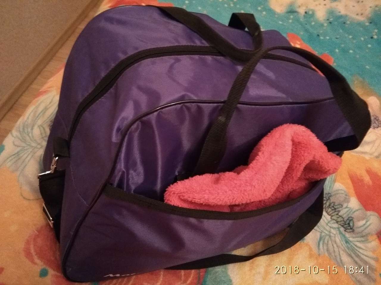 Фотография покупателя товара Сумка спортивная, отдел на молнии, наружный карман, цвет фиолетовый - Фото 1