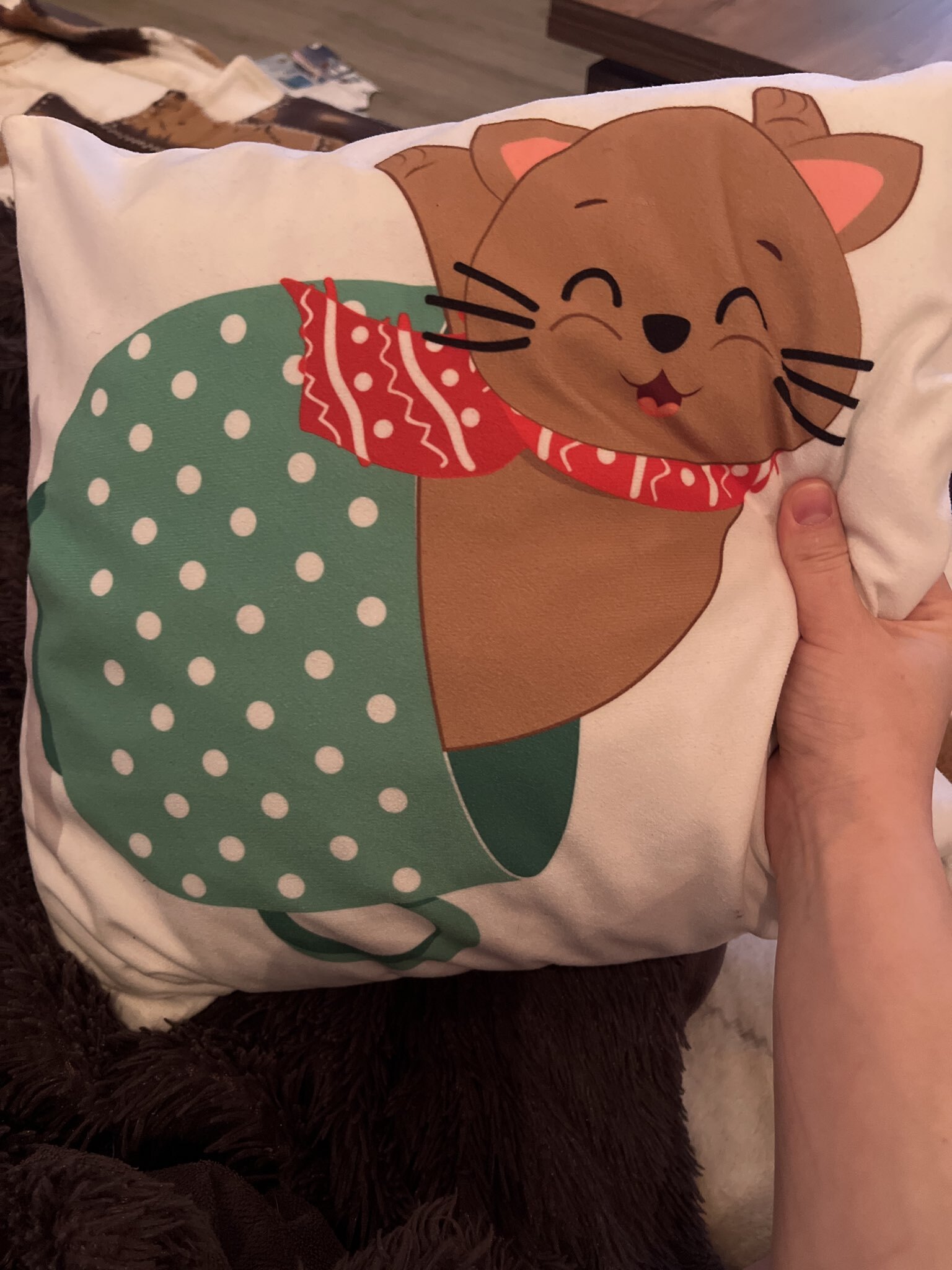 Фотография покупателя товара Наволочка декоративная новогодняя «Этель. Бирюзовая новогодняя чашка» 40×40 см - Фото 1