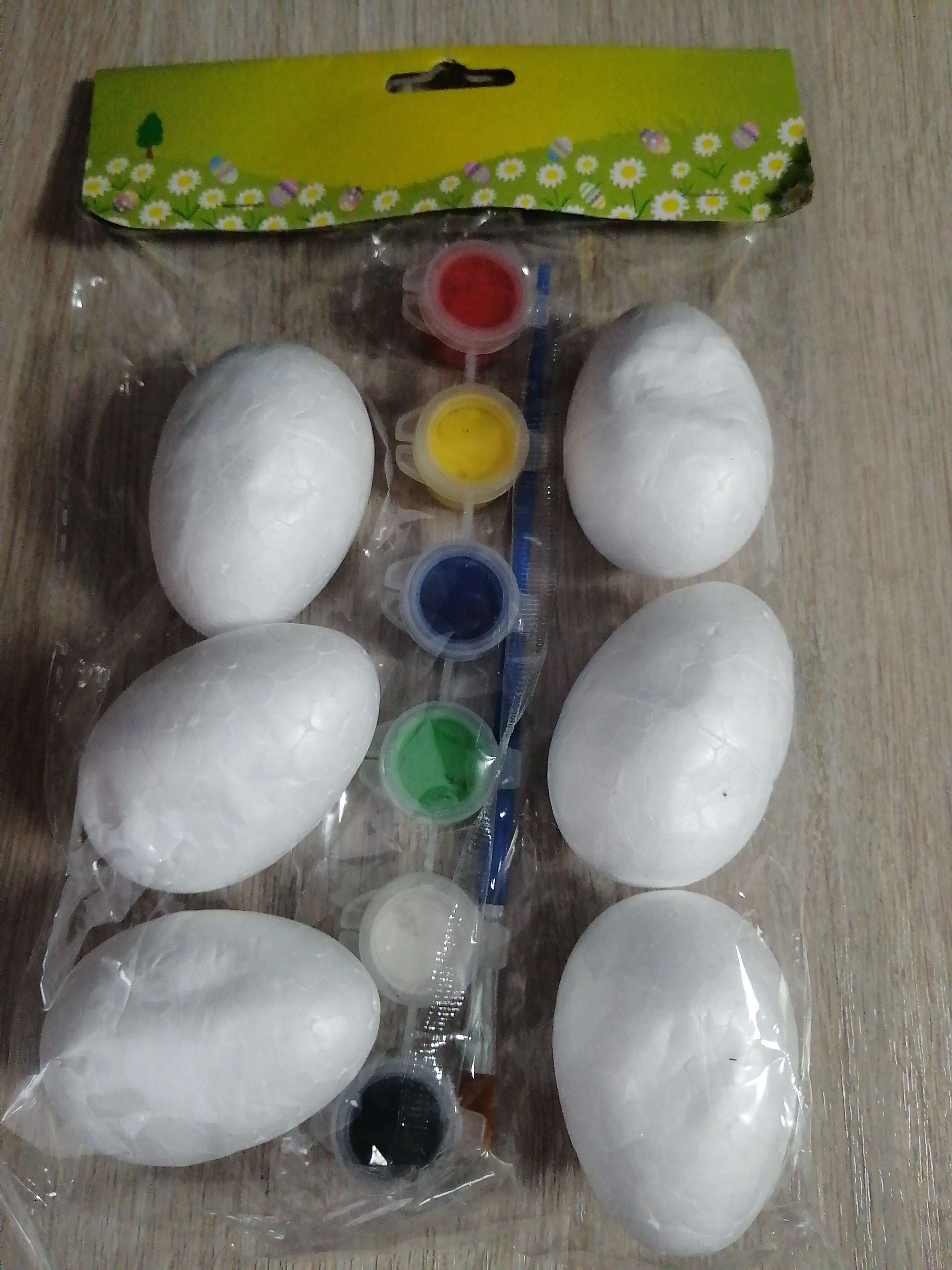 Фотография покупателя товара Набор яиц под раскраску 6 шт., размер 1 шт: 4 × 6 см, краски 6 шт. по 3 мл, кисть - Фото 1