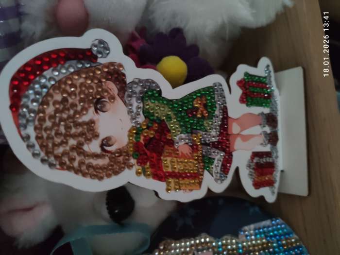 Фотография покупателя товара Алмазная мозаика на новый год для детей на деревянной фигурке «Милая девочка», 8×15 см, набор для творчества - Фото 1