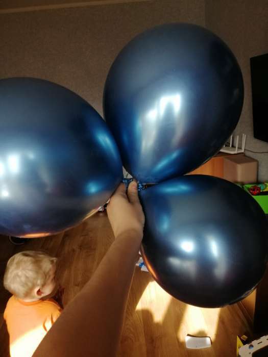 Фотография покупателя товара Шар латексный 12" «Зеркальные шары», хром, набор 5 шт., цвет синий - Фото 1