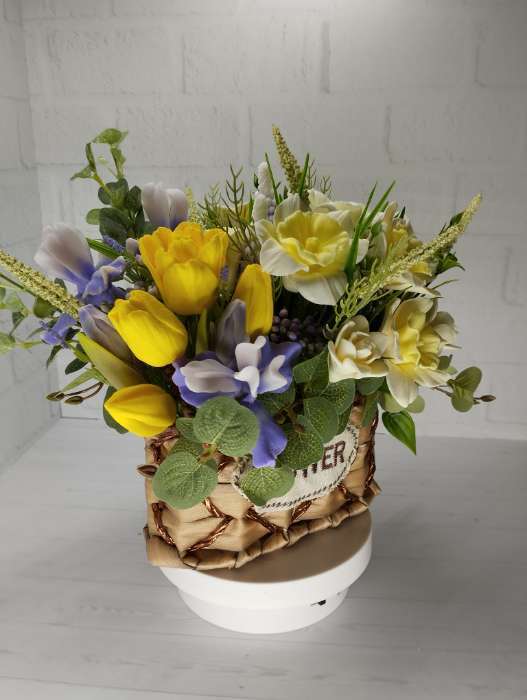 Фотография покупателя товара Кашпо для цветов плетёное с ручками Доляна «Овал», 17.5×8×12.5 см, светло-коричневое - Фото 2