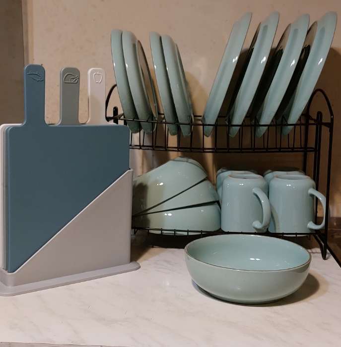 Фотография покупателя товара Сушилка для посуды с поддоном 2-х ярусная, разборная, 39.5×24×29.5 см, чёрная - Фото 1