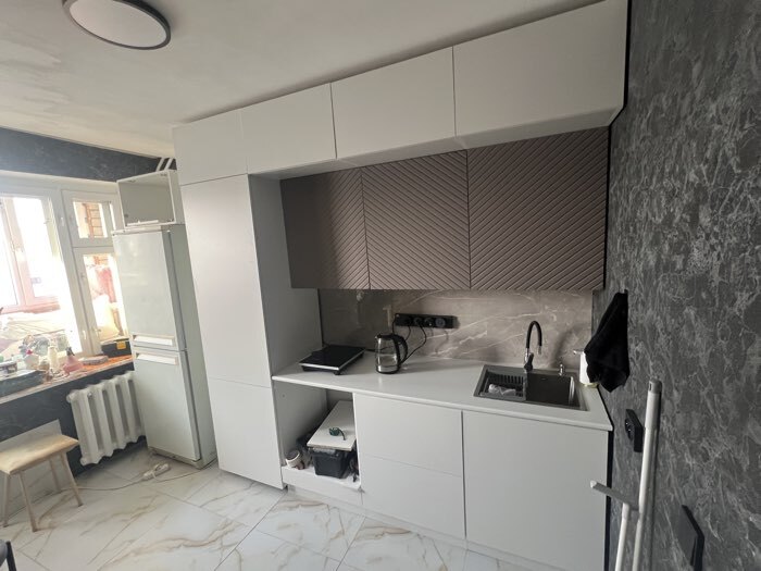 Фотография покупателя товара Кухонный гарнитур прямой «Урания», 2600 мм, цвет белый/коричневый софт - Фото 1