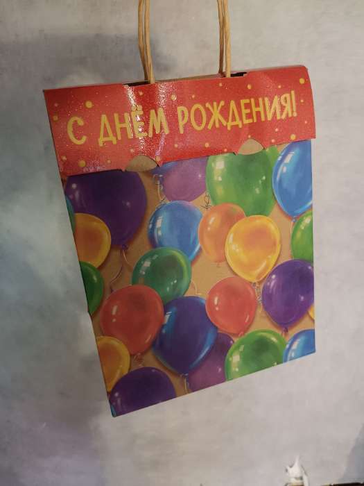 Фотография покупателя товара Пакет с клапаном «Цветы», крафт, глиттер, 19.5×10×25 см - Фото 2