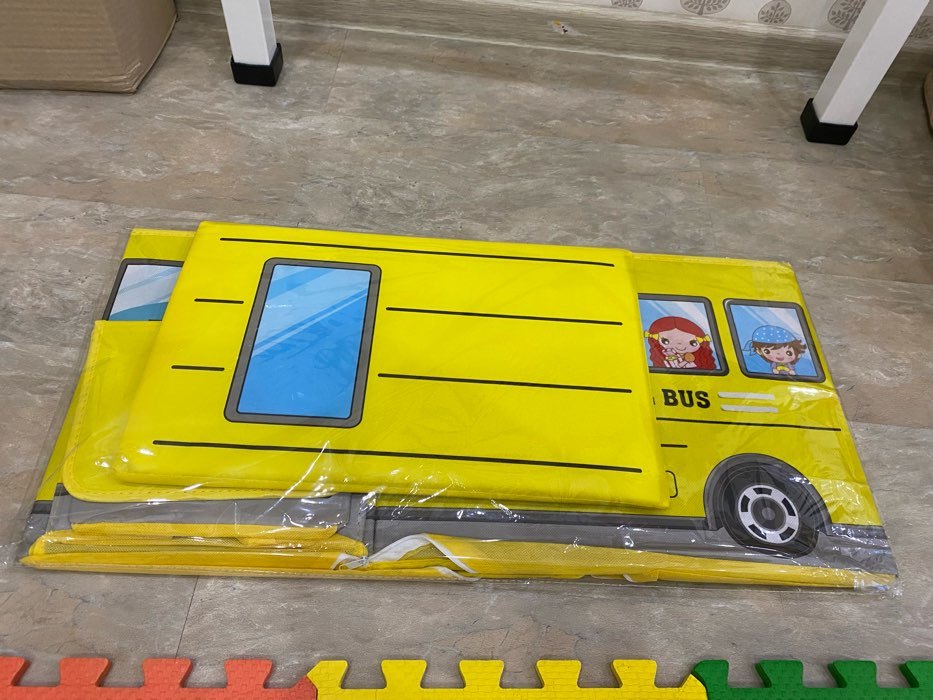 Фотография покупателя товара Короб стеллажный для хранения с крышкой «Школьный автобус», 55×26×32 см, 2 отделения, цвет голубой - Фото 3
