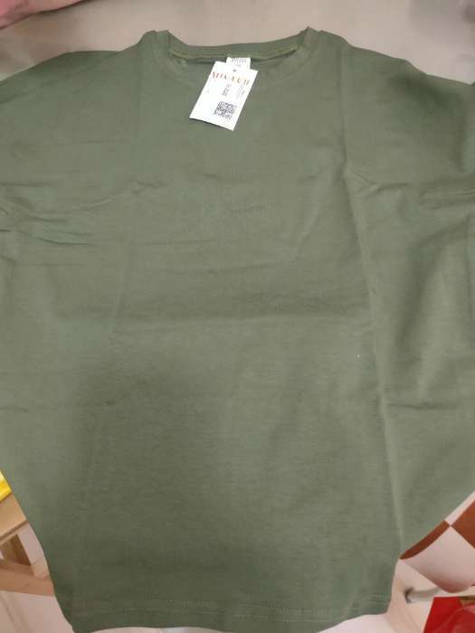 Фотография покупателя товара Футболка детская MINAKU: Basic line, цвет хаки, рост 116 см - Фото 1