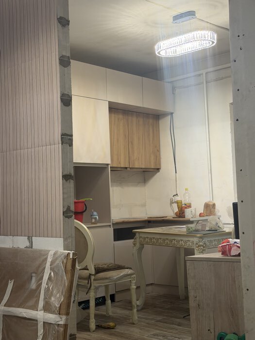 Фотография покупателя товара Кухонный гарнитур в потолок «Виктория», 2400 мм, цвет кашемир/дуб крафт