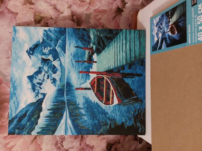 Фотография покупателя товара Картина по номерам на холсте с подрамником «Зимнее озеро» 40×50 см - Фото 1