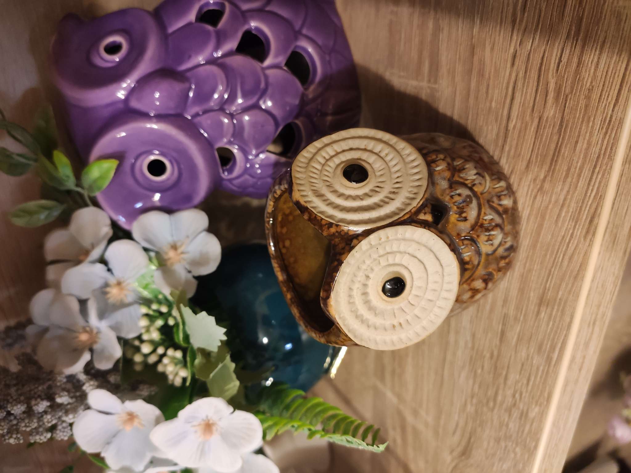 Фотография покупателя товара Декоративный горшок для цветов «Совенок», керамический, 200 мл, 8×7×8 см, бежевый - Фото 1