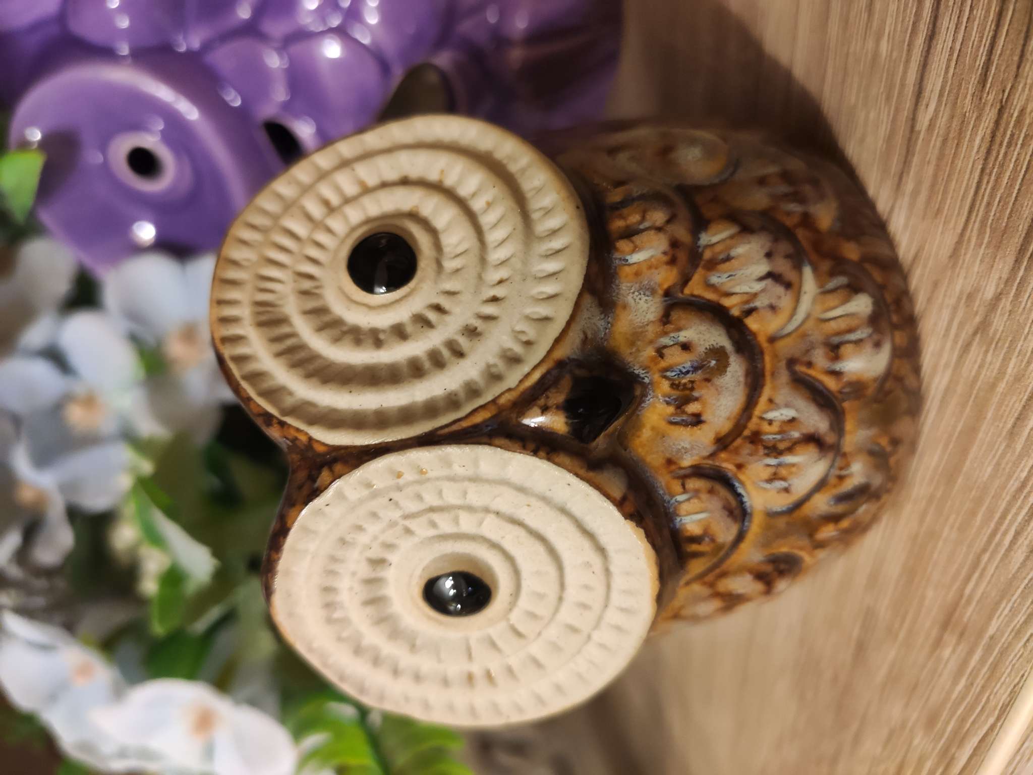 Фотография покупателя товара Декоративный горшок для цветов «Совенок», керамический, 200 мл, 8×7×8 см, бежевый - Фото 3