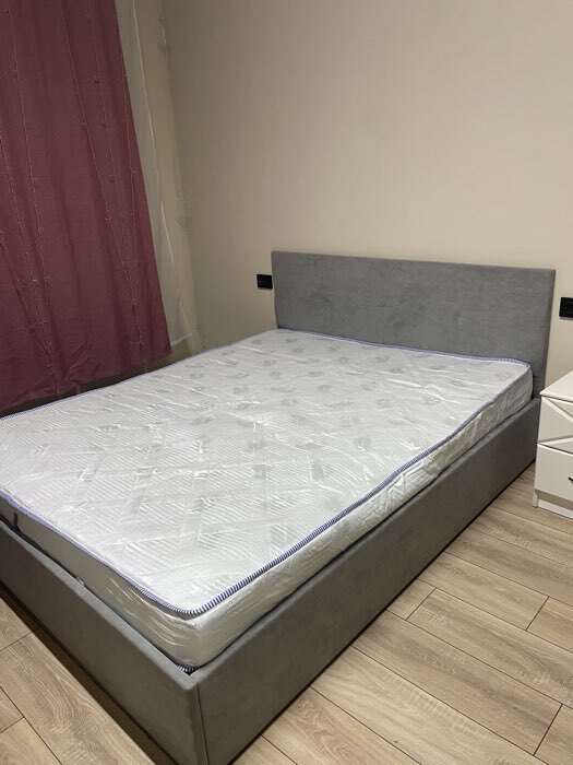 Фотография покупателя товара Кровать двуспальная, с основанием, спальное место 1600×2000 мм, велюр, цвет бежевый - Фото 5