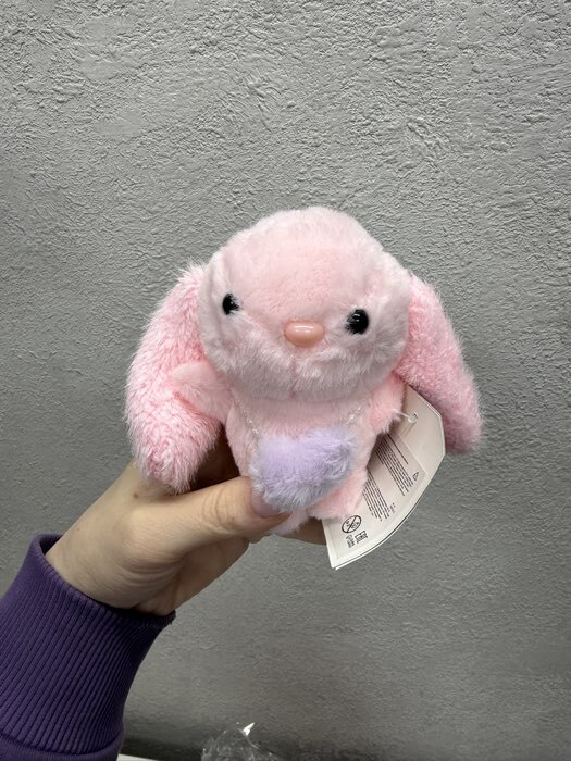 Фотография покупателя товара Мягкая игрушка «Зайка», 11 см, тёмно-розовая - Фото 1