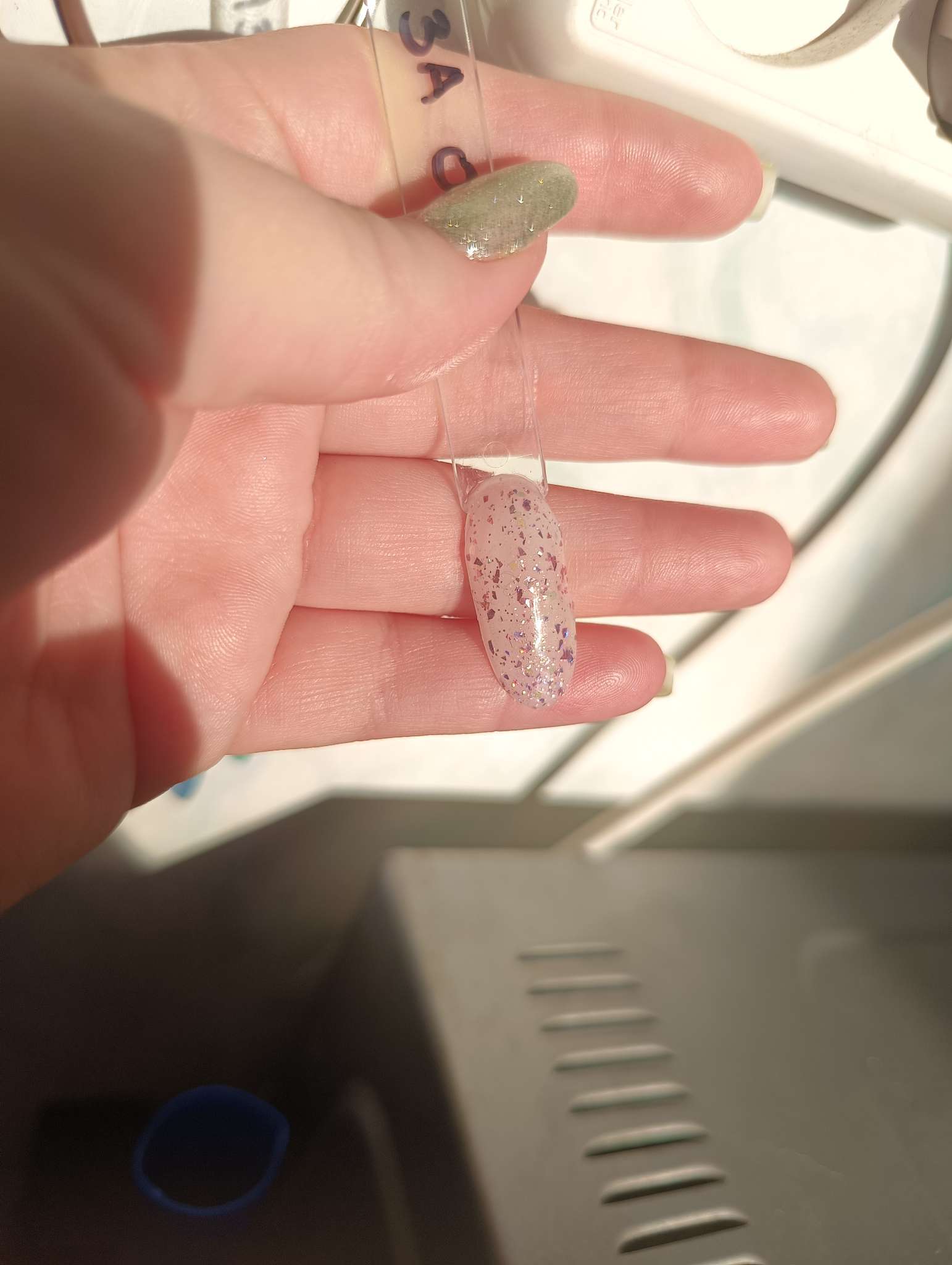 Фотография покупателя товара Гель лак для ногтей, с блёстками, трехфазный, 8 мл, LED/UV, голубой - Фото 6