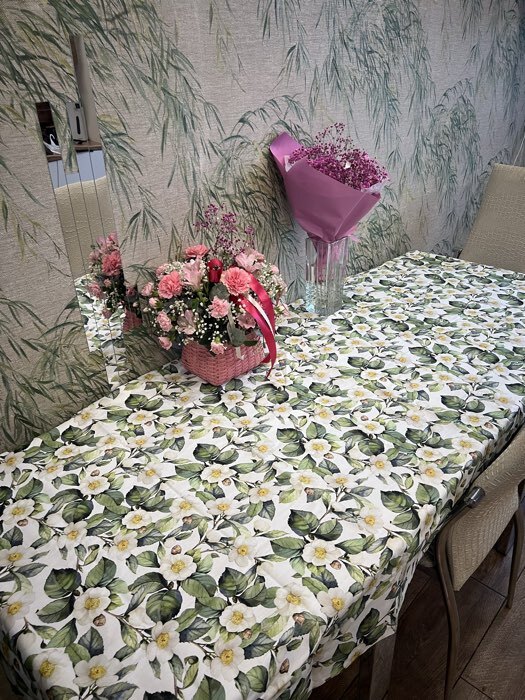 Фотография покупателя товара Скатерть «Этель» Camellia, 145×220 см, хлопок 100%, саржа 190 г/м² - Фото 4
