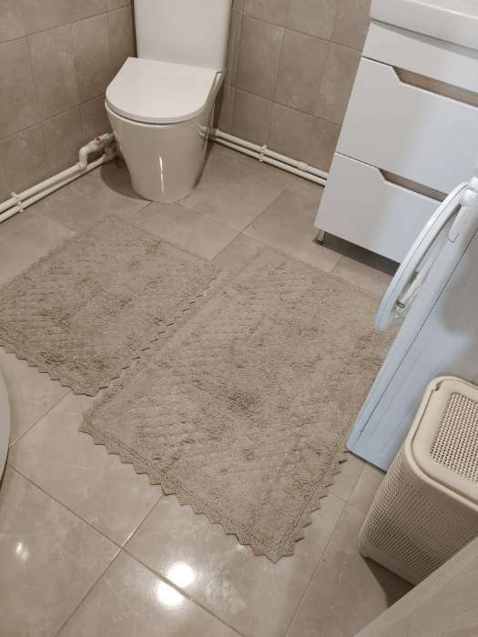 Фотография покупателя товара Коврики SL Home, 2 шт., 59×73 см, 68×104 см, кремовые - Фото 1