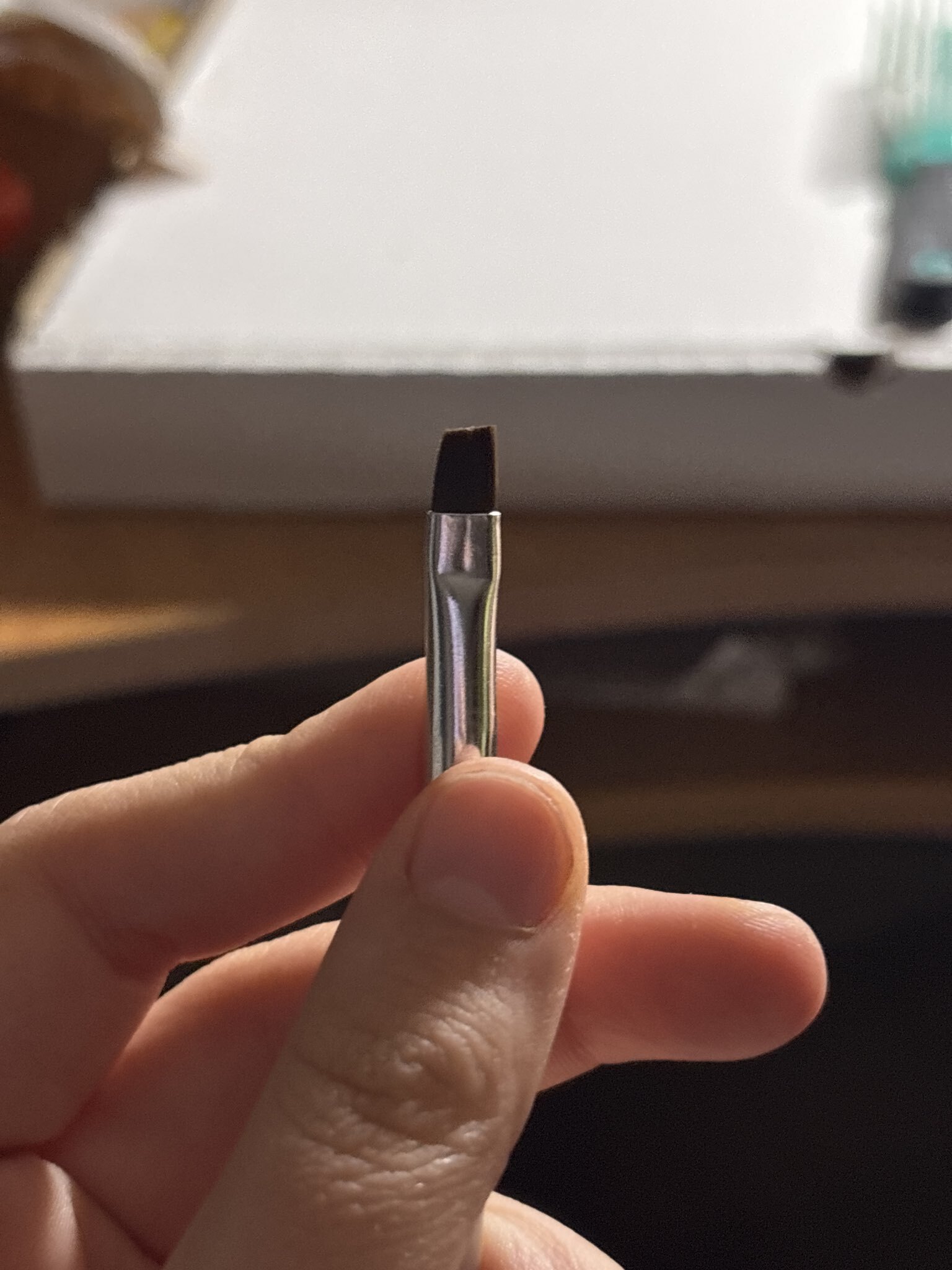 Фотография покупателя товара Кисть для наращивания и дизайна ногтей, скошенная, 17.5 см, 5×4 мм, белая - Фото 1