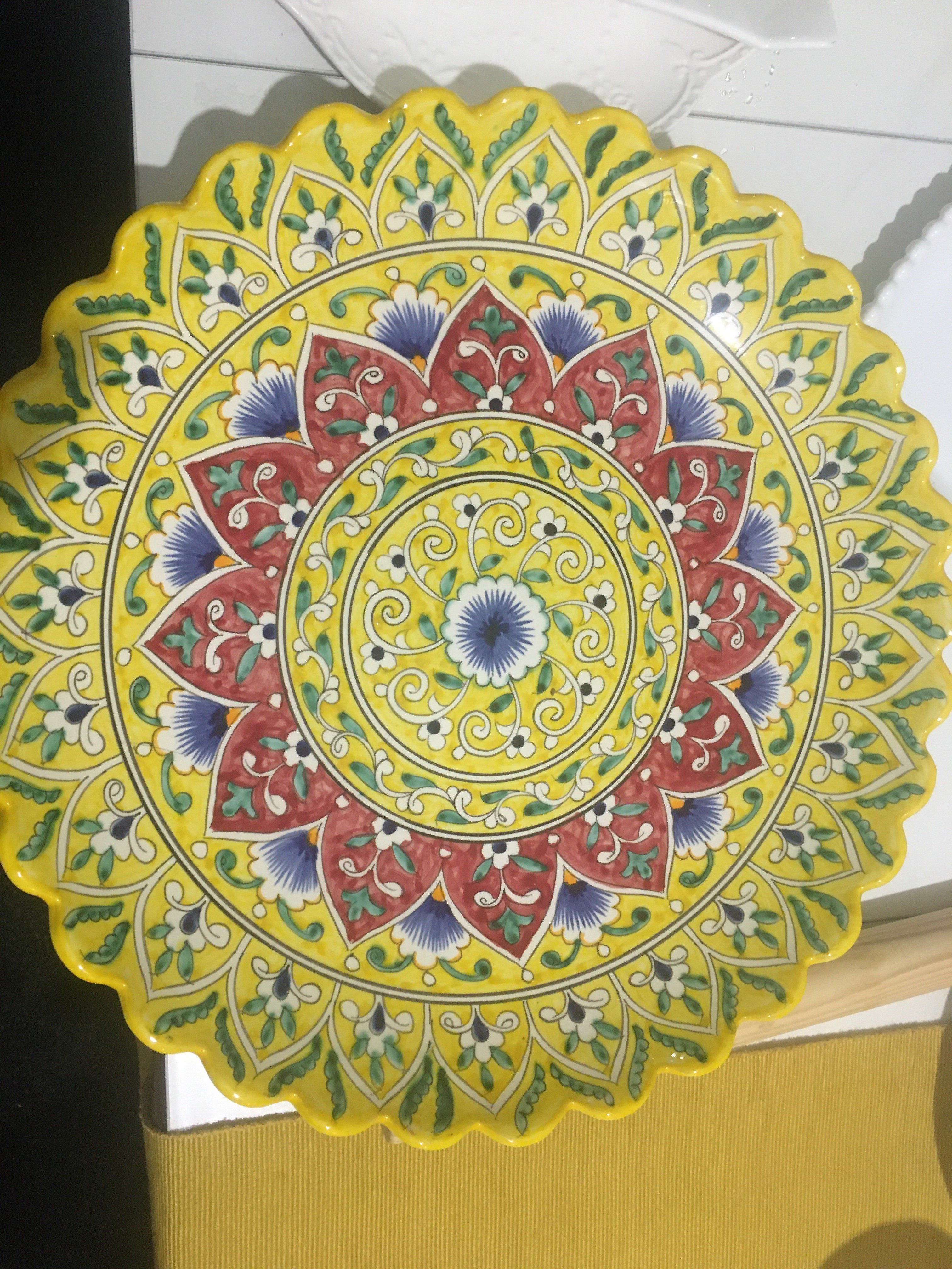 Фотография покупателя товара Ляган Риштанская Керамика "Цветы", 31 см, жёлтый, рифлённый