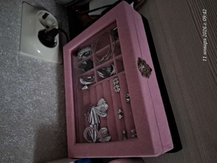 Фотография покупателя товара УЦЕНКА Шкатулка бархат для украшений «Розовая пастила» 4.5×20×15 см - Фото 4