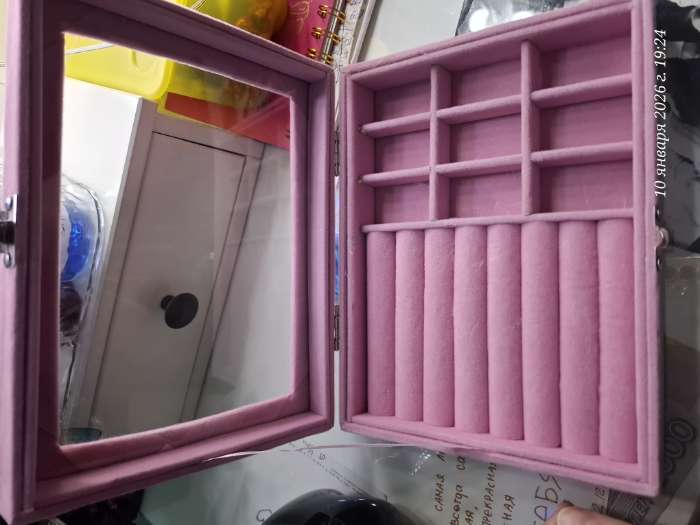 Фотография покупателя товара УЦЕНКА Шкатулка бархат для украшений «Розовая пастила» 4.5×20×15 см - Фото 1