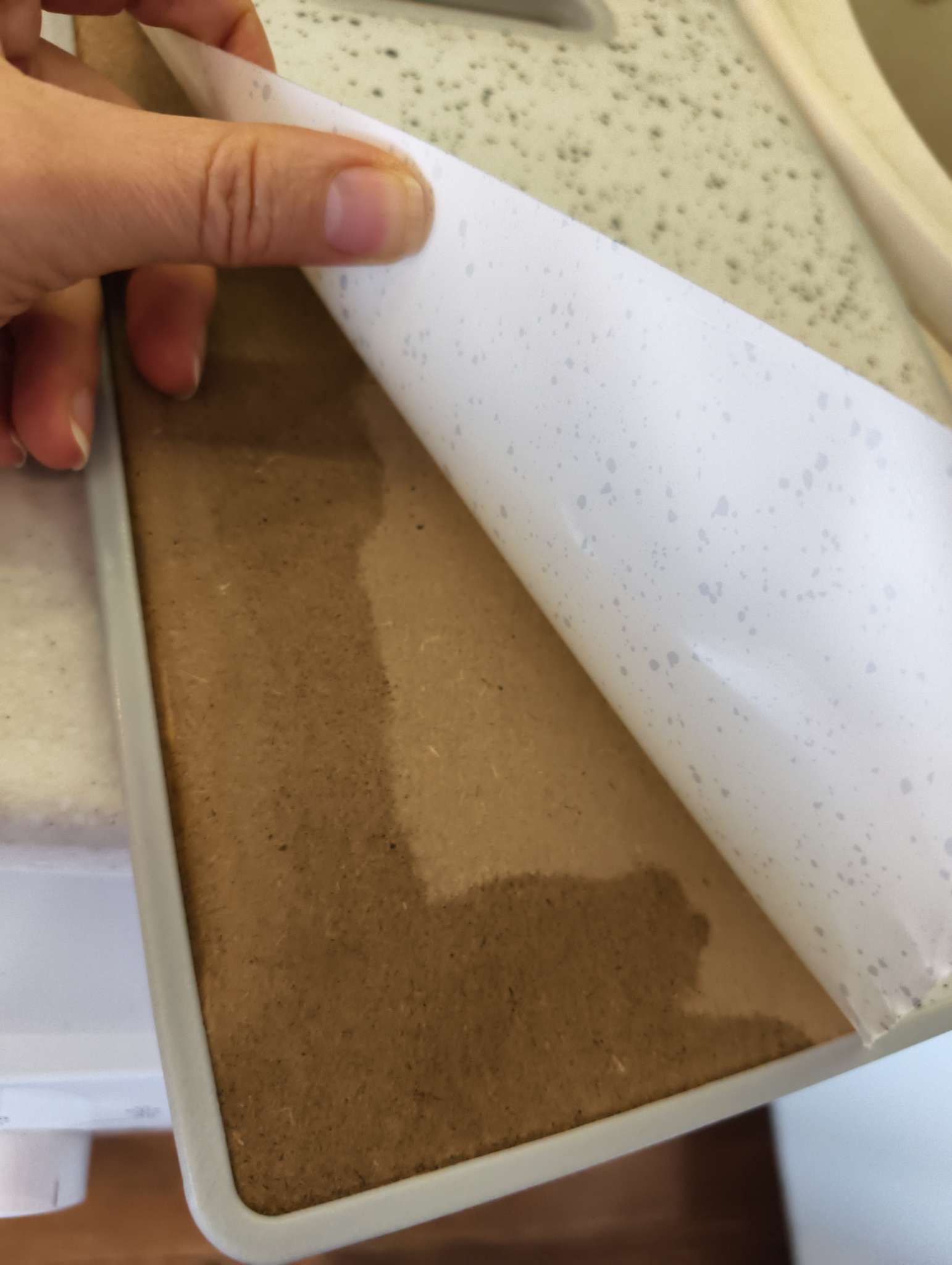 Фотография покупателя товара Доска разделочная Доляна «Гранит», 30×20 см, прямоугольная, белая - Фото 4