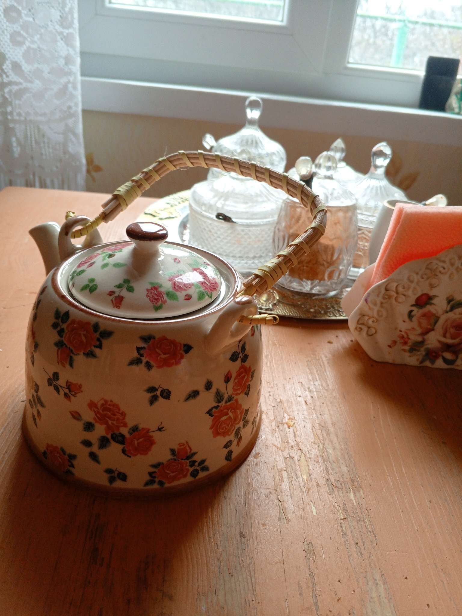 Фотография покупателя товара Чайник заварочный «Деревня», металлическое сито, 900 мл, керамика, белый - Фото 4