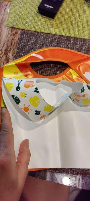 Фотография покупателя товара Нагрудник для кормления «Апельсин» непромокаемый на липучке - Фото 4