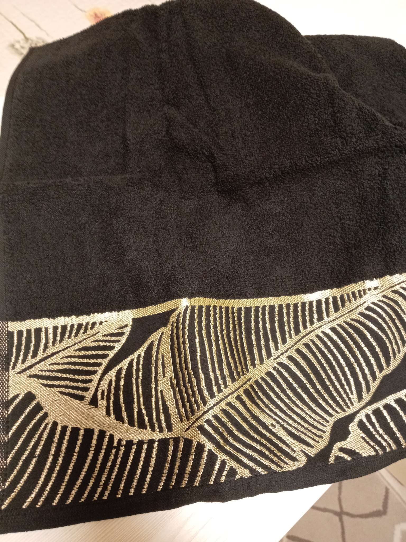 Фотография покупателя товара Полотенце махровое Love Life Leaves 70×140 см, 100% хлопок, 360 г/м², черное - Фото 1