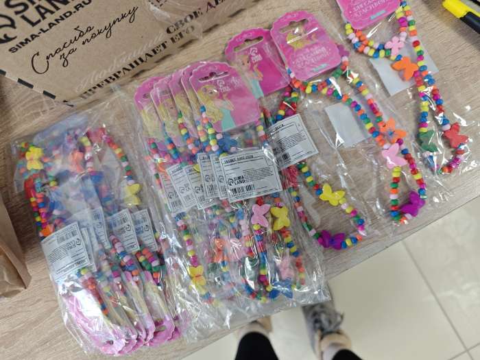 Фотография покупателя товара Набор детских украшений Выбражулька «Нежность бабочки», 2 предмета: бусы, браслет d=4.6 см разноцветный - Фото 1