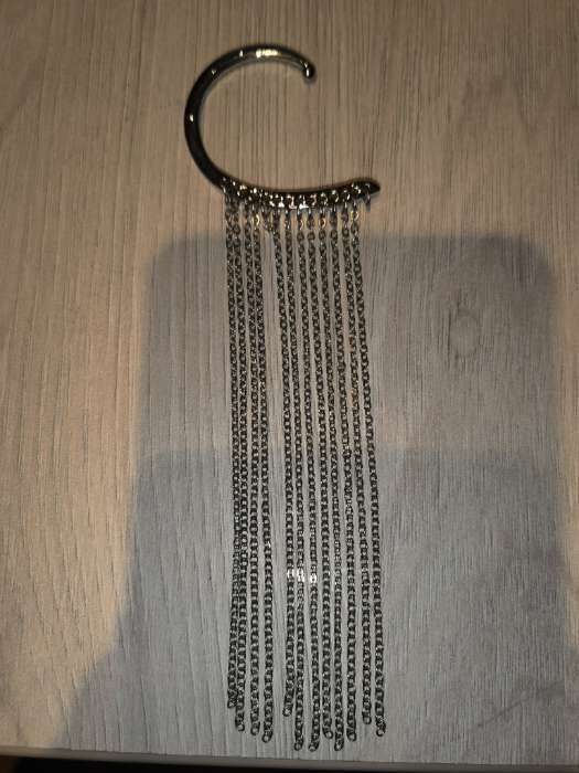 Фотография покупателя товара Серьга кафф «Водопад из цепей», висячая, цвет серебро - Фото 2