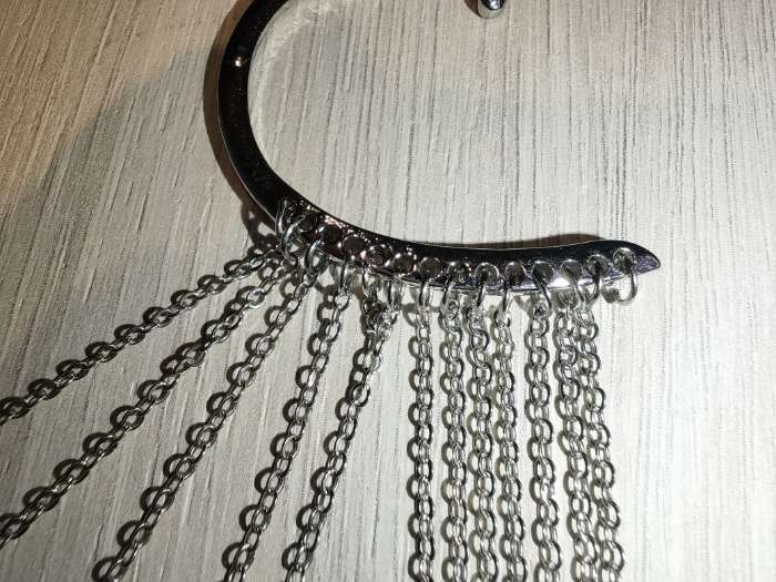 Фотография покупателя товара Серьга кафф «Водопад из цепей», висячая, цвет серебро - Фото 3