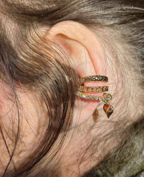 Фотография покупателя товара Серьга кафф «Стиль. Сердце», белые в серебре - Фото 1