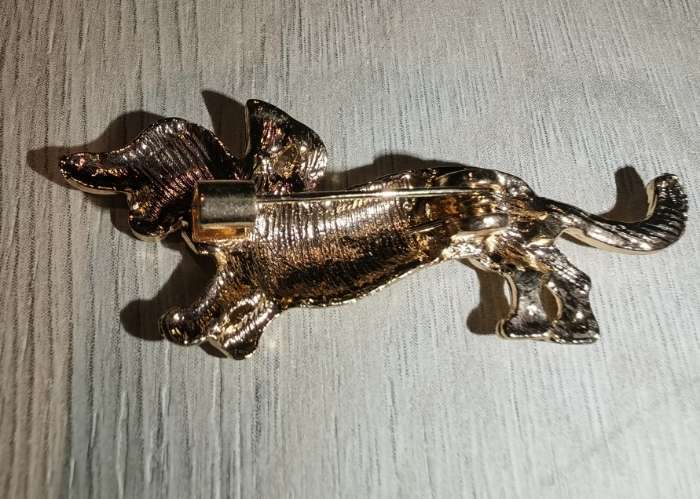 Фотография покупателя товара Брошь «Собака» такса с бантом, цвет красный в золоте - Фото 3