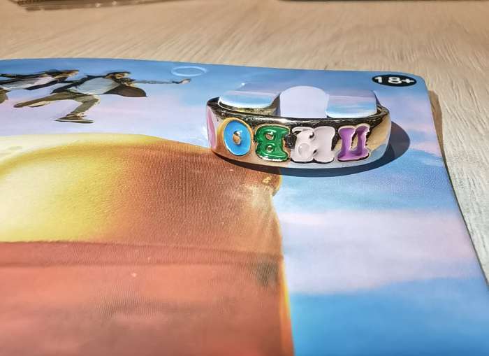 Фотография покупателя товара Кольцо с надписью «Пиво», цветное в золоте, размер 17 - Фото 3