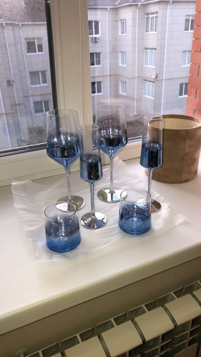 Фотография покупателя товара Стакан стеклянный «Мерцание», 200 мл, цвет синий - Фото 1