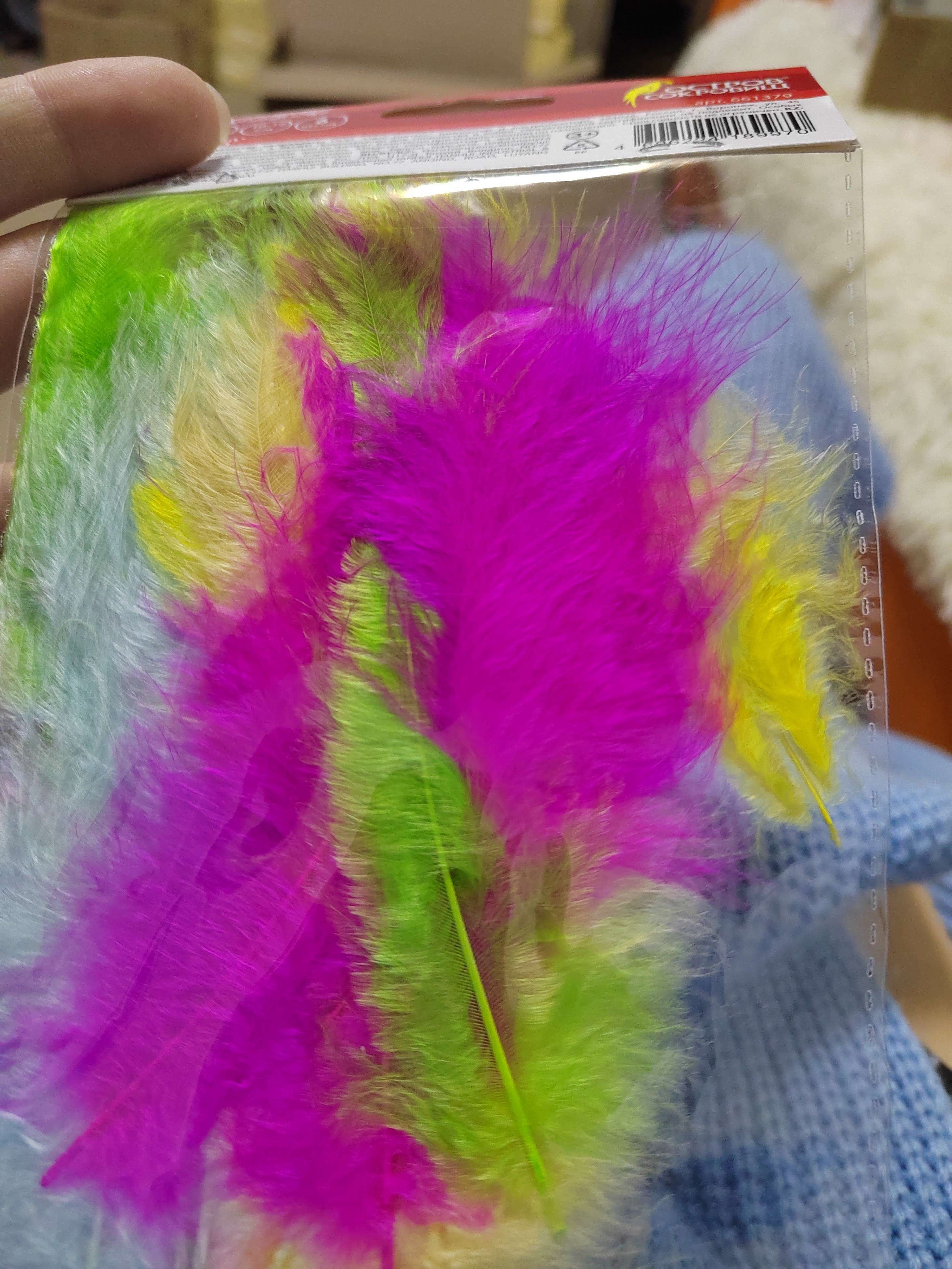 Фотография покупателя товара Перья декоративные страусиные, 10-12 см (набор 24 шт) 6 цветов, пастель, ассорти - Фото 2
