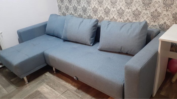 Фотография покупателя товара Диван угловой NEXT, с подлокотниками, еврокнижка, рогожка, цвет oliva - Фото 1