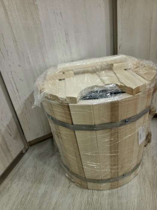 Фотография покупателя товара Запарник - ведро для бани и сауны, 12 л, липа, оцинкованная вставка, с крышкой, «Добропаровъ» - Фото 5