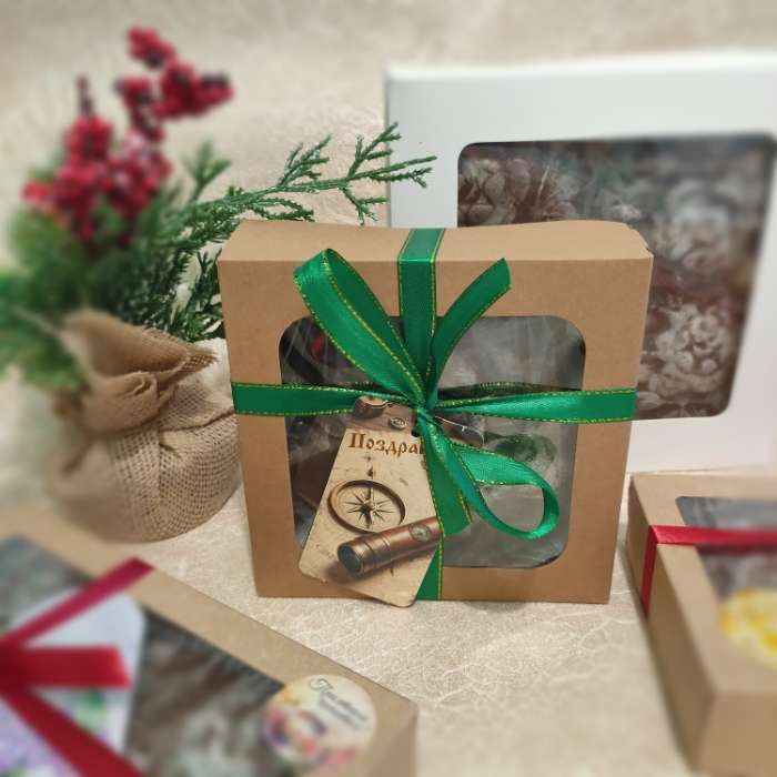 Фотография покупателя товара Коробка складная, с окном, крафт, 15×15×4 см - Фото 60