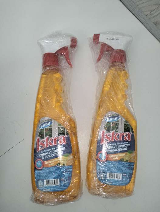 Фотография покупателя товара Средство для мытья стёкол, БАРХАТ ISKRA, «Цитрусовый микс», с курком, 500 мл - Фото 1