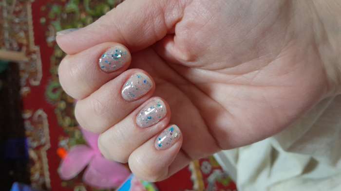 Фотография покупателя товара Гель лак для ногтей, с блёстками, трехфазный, 8 мл, LED/UV, голубой - Фото 1