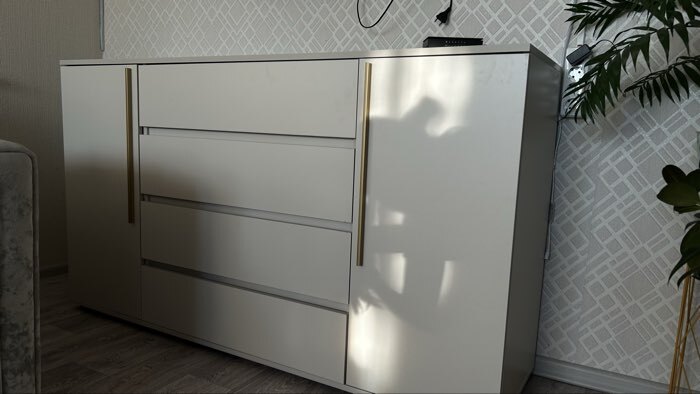 Фотография покупателя товара Комод напольный «Норд», 1 дверь, 4 ящика, 1200×450×900 мм, цвет белый глянец/белый - Фото 2