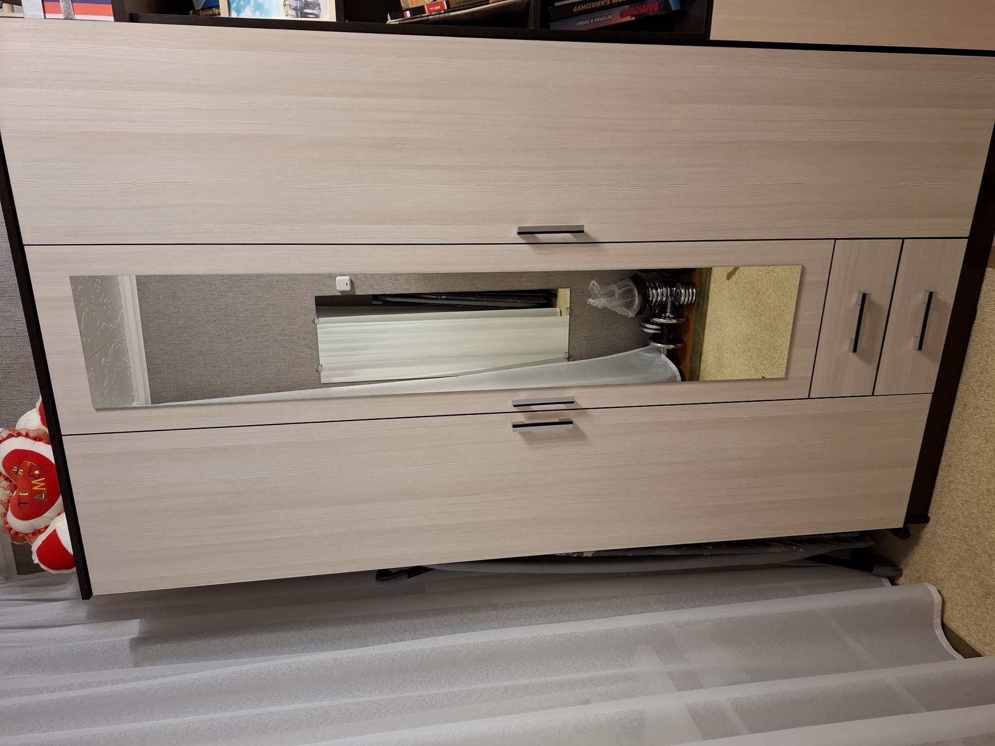 Фотография покупателя товара Шкаф прямой трёхстворчатый «Трио», 2 ящика, с зеркалом, 1200×482×2200 мм, цвет графит - Фото 1