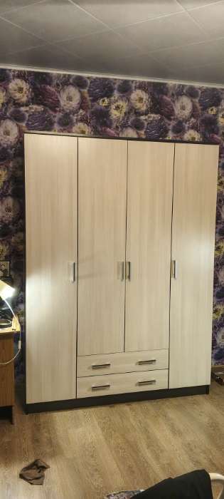 Фотография покупателя товара Шкаф прямой четырёхстворчатый «Квадро», 2 ящика, 1600×487×2200 мм, цвет венге/лоредо - Фото 2